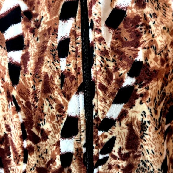 Y2k Track Athleisure Jacket Top Size Medium Soft Plush Brown Black Granny Sleek - Picture 4 of 9